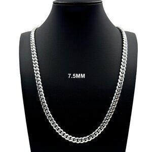 Real 925 SOLID Sterling Silver 7.5mm Miami Cuban Link Chain Necklace 26" inch